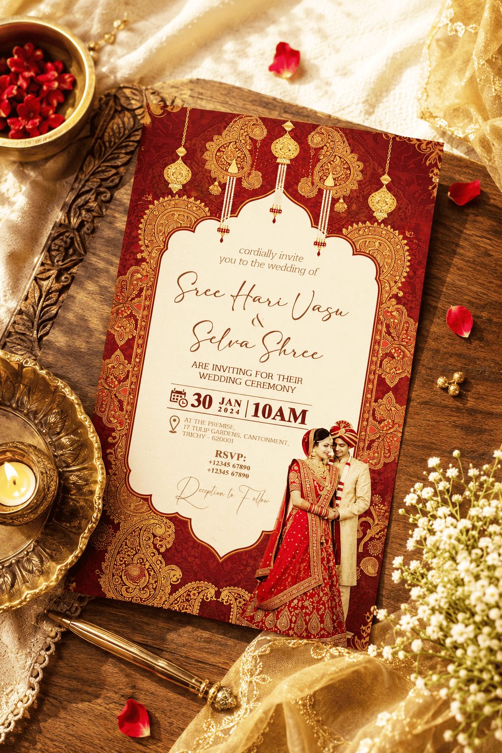 Royal Paisley Heritage Wedding Invitation