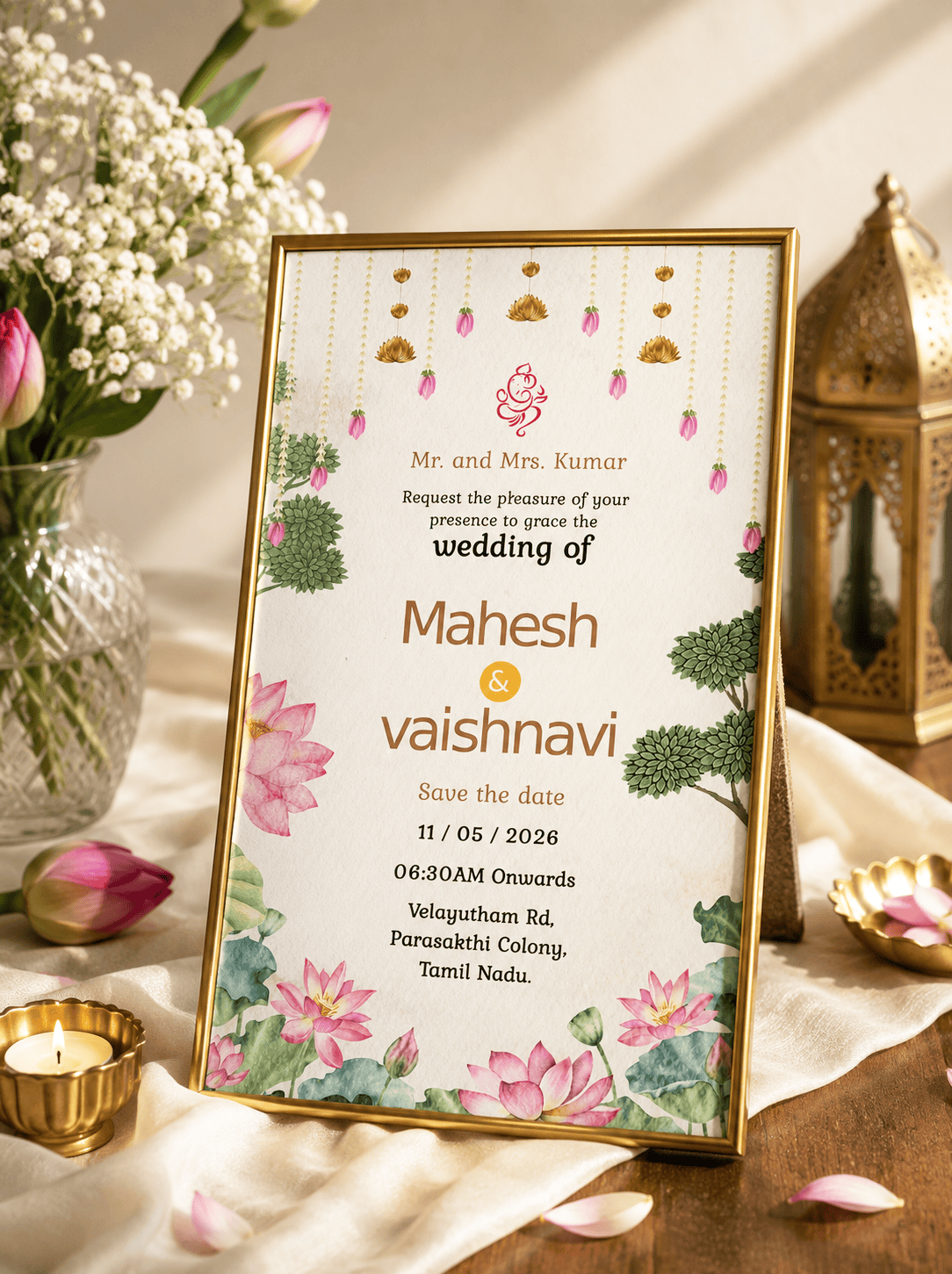 Lotus Garden Wedding Invitation