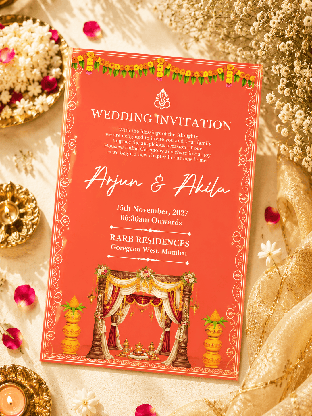 Traditional Mandap Wedding Invitation