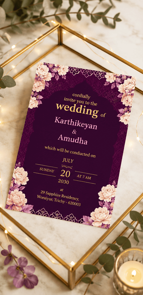 Royal Blossom Arch Wedding Invitation