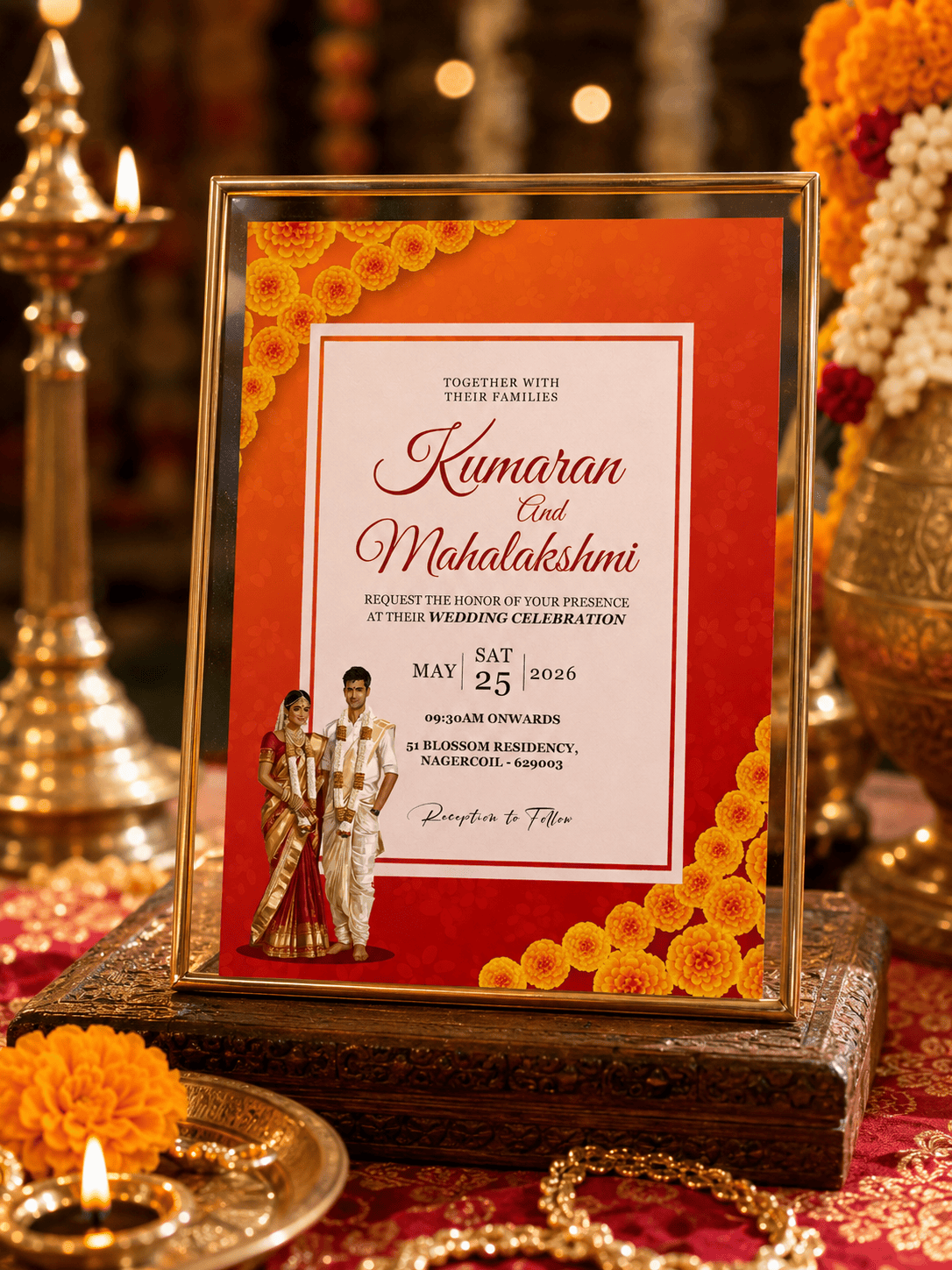 Marigold Garland Wedding Invitation