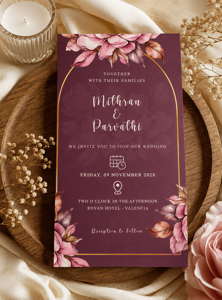 Elegant Magnolia Arch Wedding Invitation