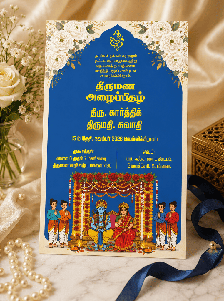 Royal Floral Arch Wedding Invitation