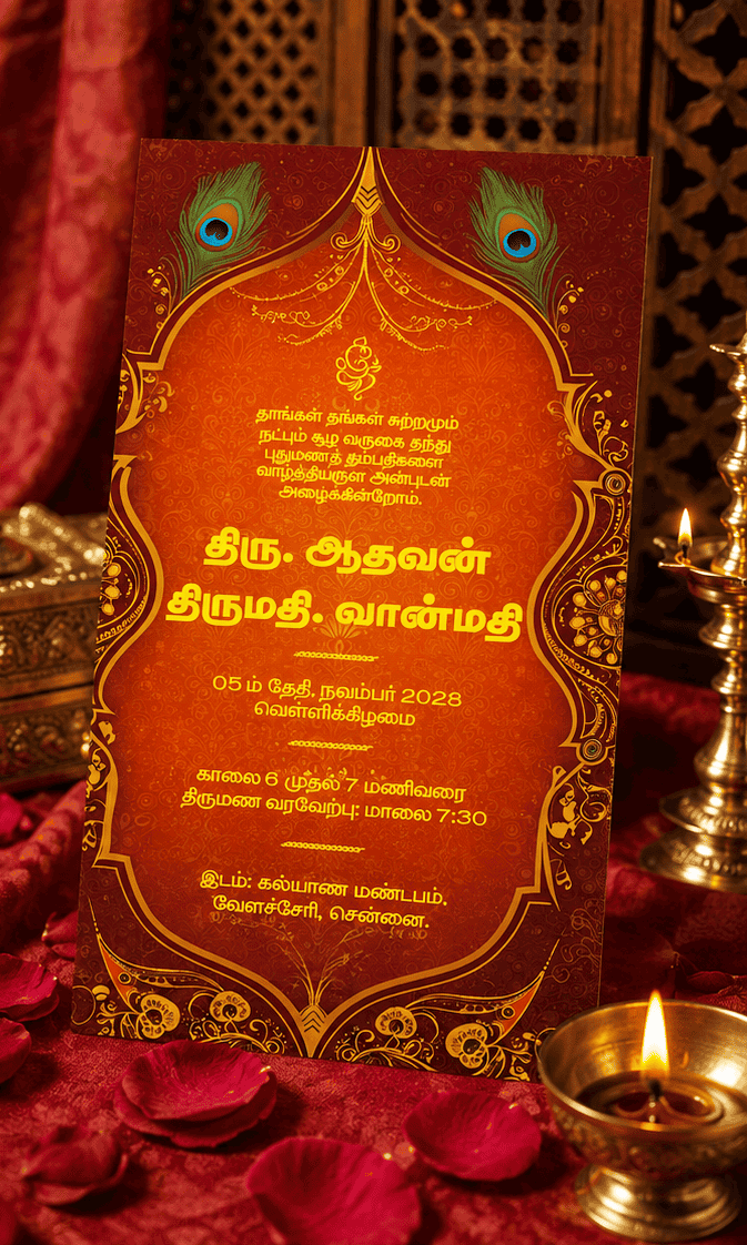 Royal Peacock Arch Wedding Invitation