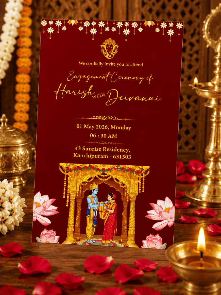 Lotus Arch Wedding Invitation