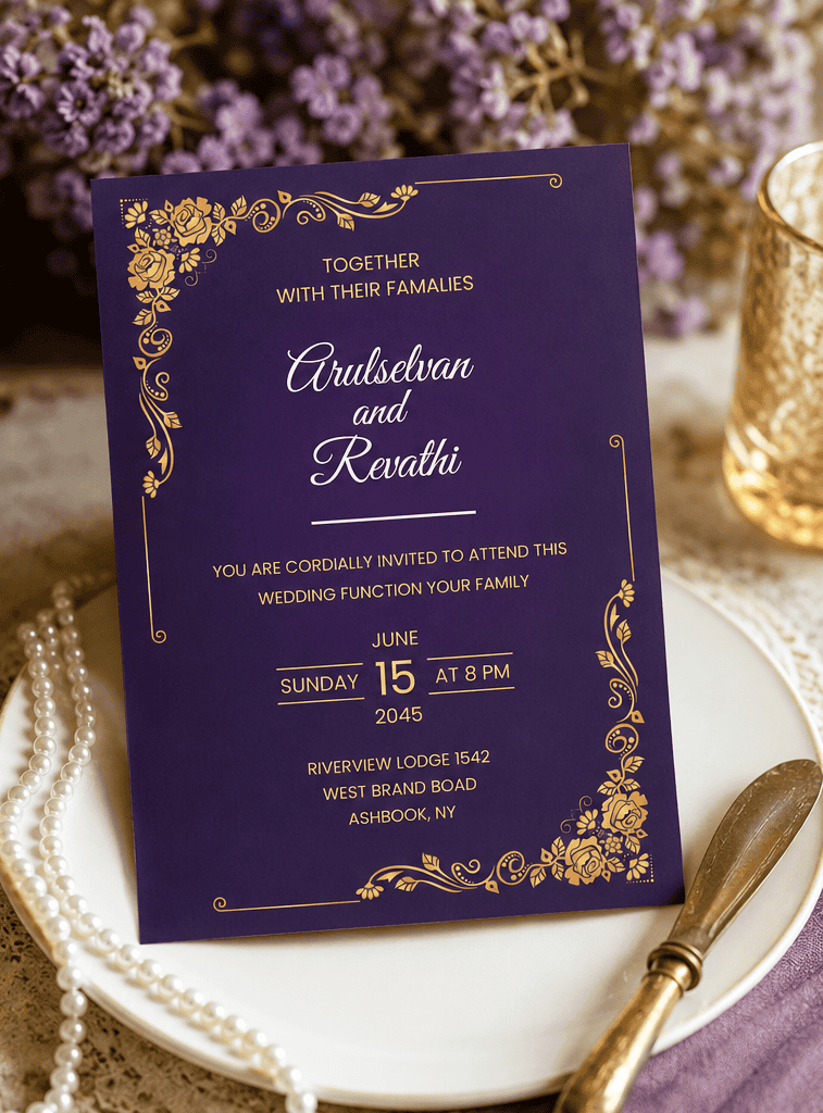 Royal Floral Border Wedding Invitation