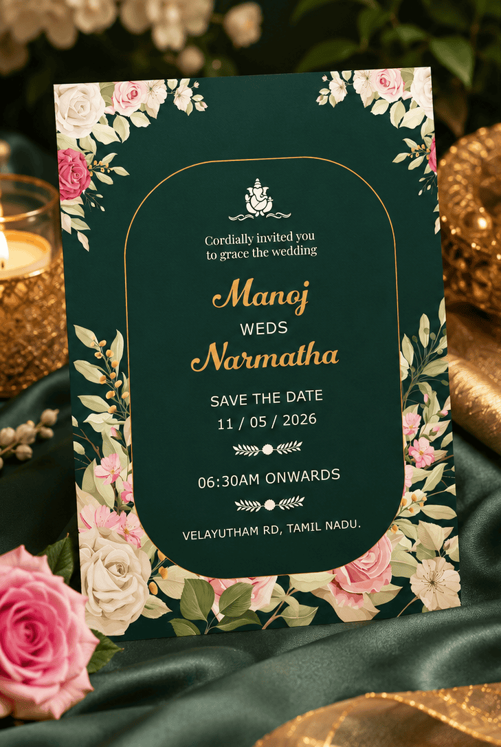 Elegant Botanical Arch Wedding Invitation
