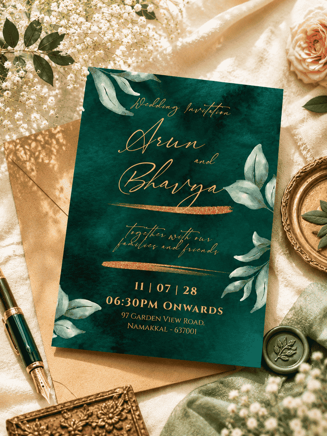 Emerald Watercolor Invitation