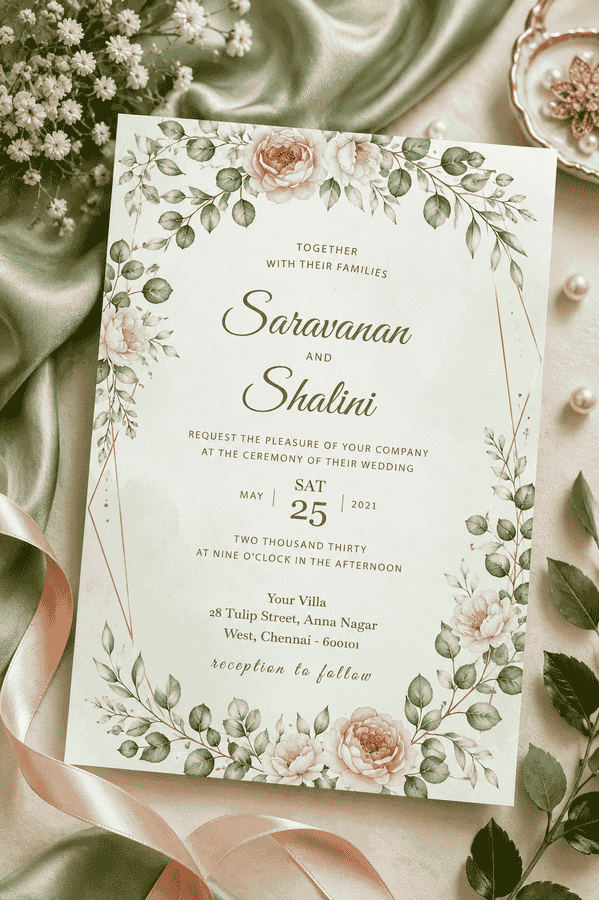 Blush Botanical Floral Invitation