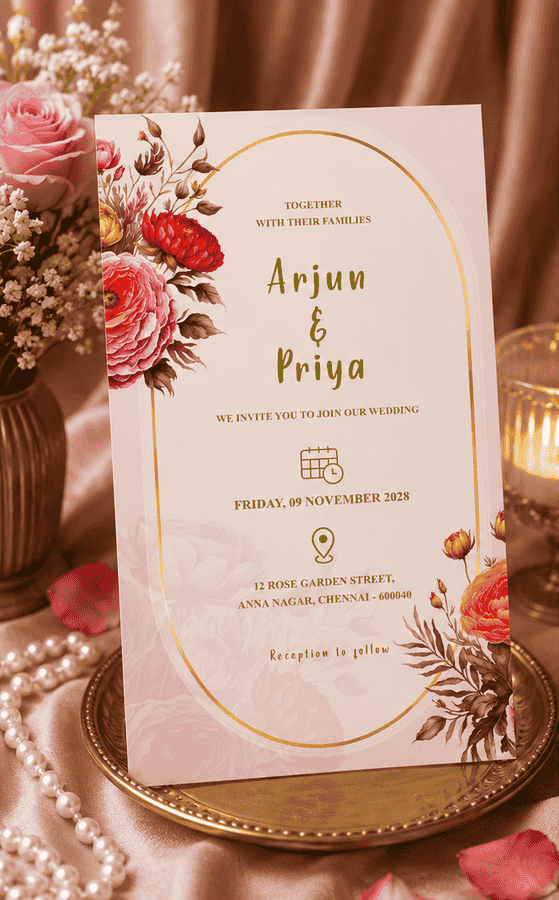Blush Rose Arch Wedding Invitation