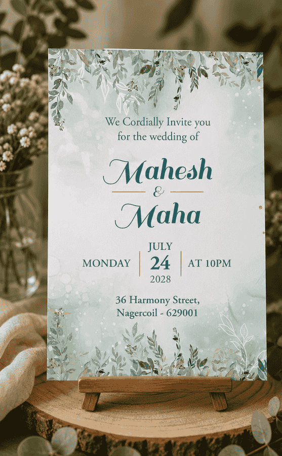 Watercolor Botanical Wedding Invitation