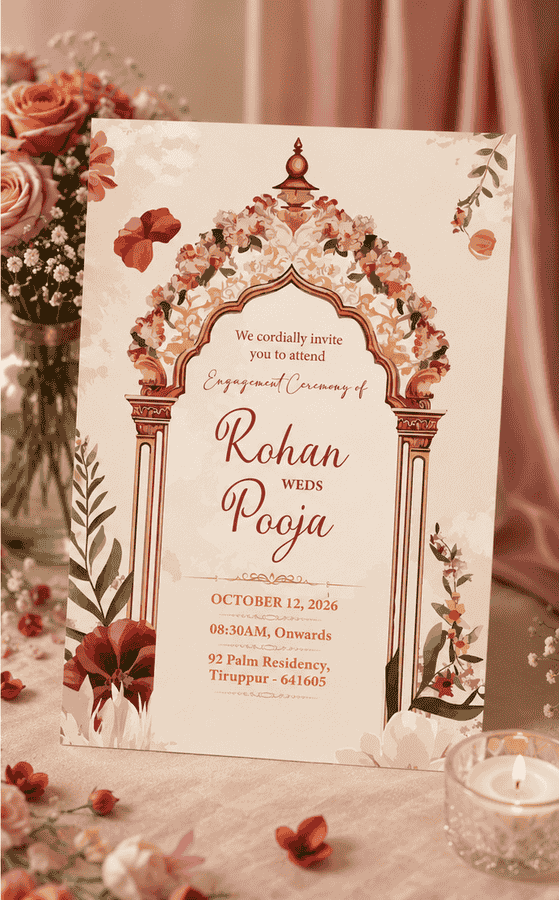 Floral Arch Engagement Invitation