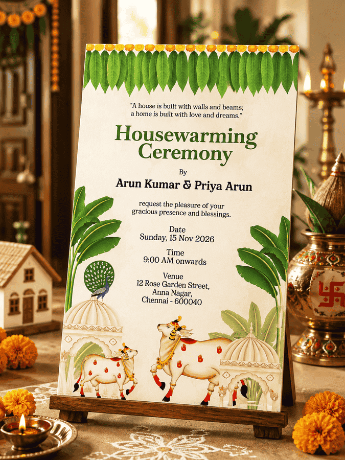 Traditional & Temple Housewarming Invitation
