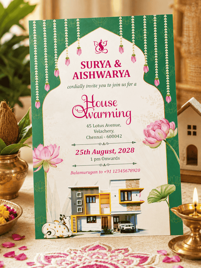 Lotus Arch Modern Housewarming Invitation