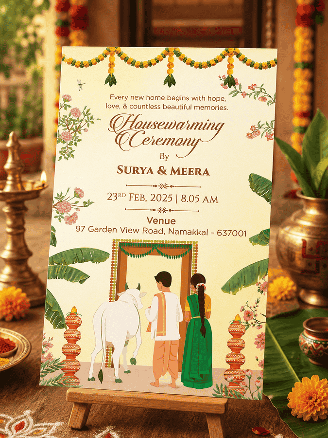 Traditional Griha Pravesh Ceremony Invitation