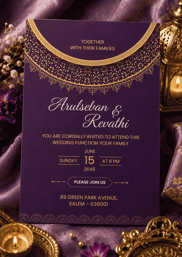 Royal Purple Mandala Wedding Invitation