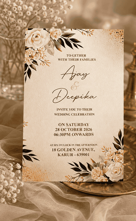 Botanical Watercolor Floral Wedding Invitation