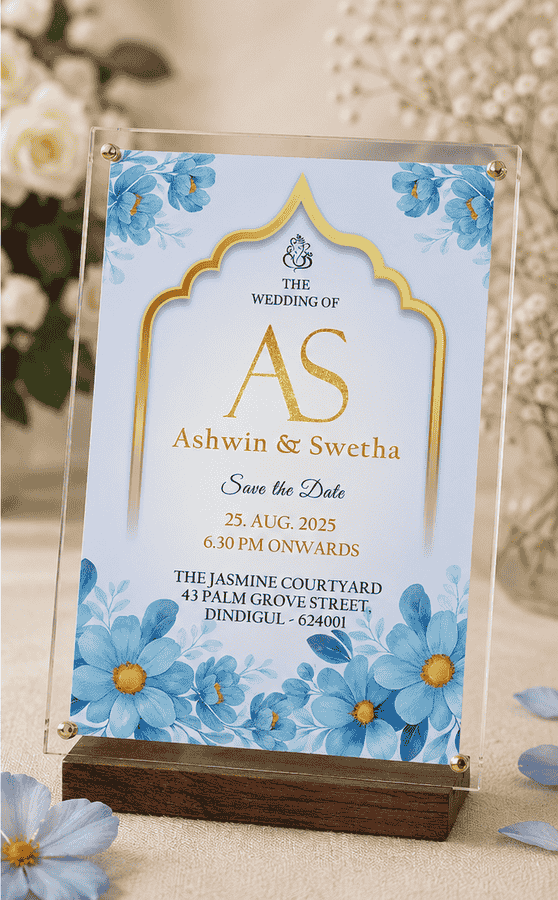 Azure Floral Arch Save the Date Invitation