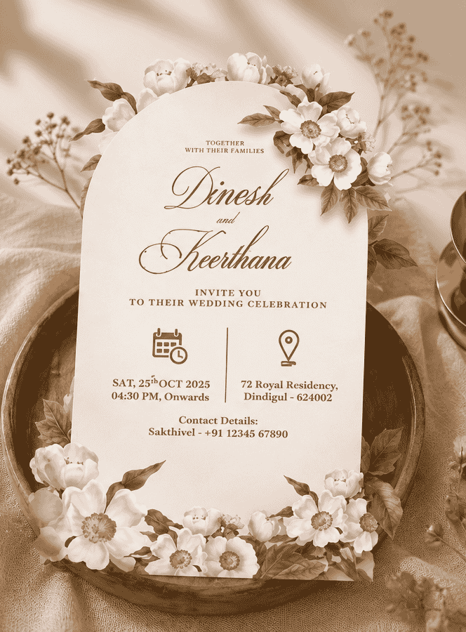 Ivory Blossom Arch Wedding Invitation
