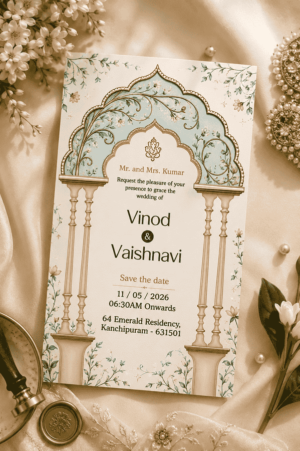 Pastel Heritage Arch Wedding Invitation