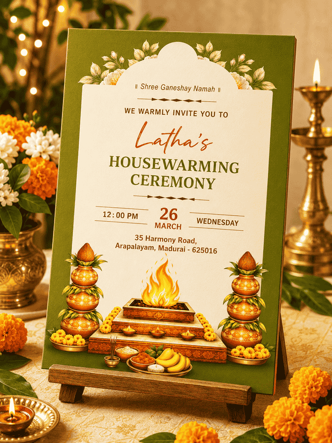 Sacred Havan Housewarming Invitation