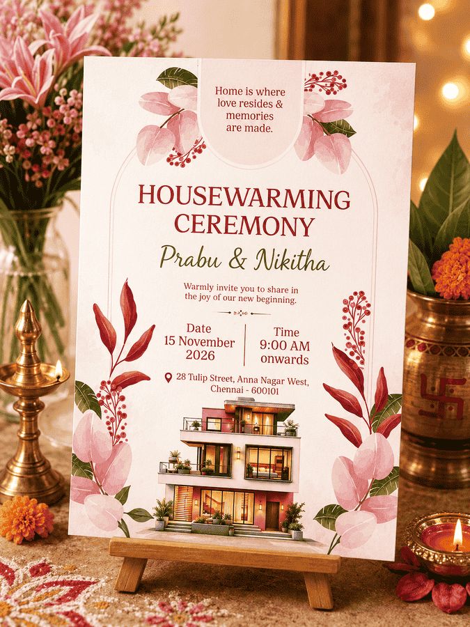 Blush Floral Modern Housewarming Invitation