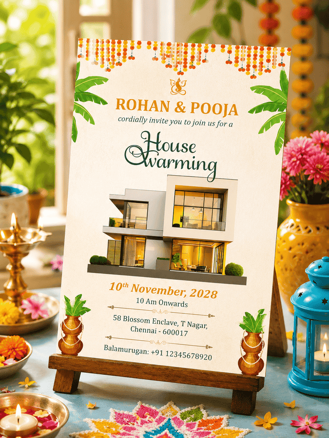 Modern Villa Botanical Housewarming Invitation