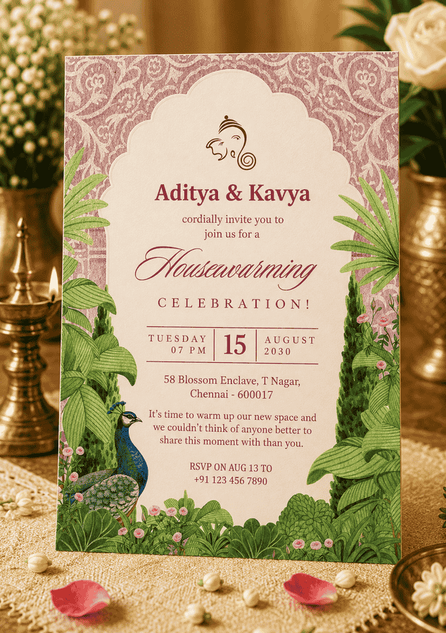 Tropical Peacock Housewarming Invitation