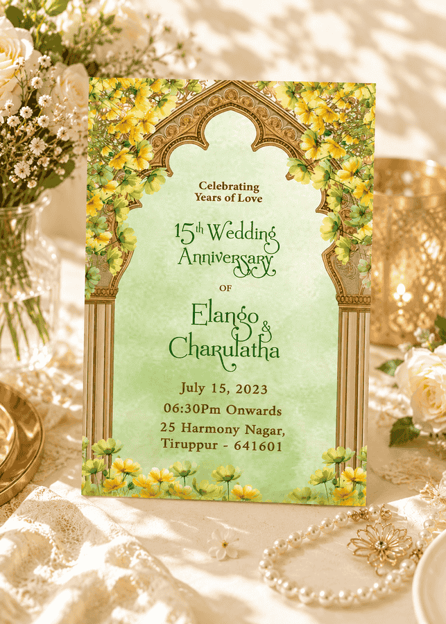 Luxury Satin Flatlay Anniversary Card Invitation