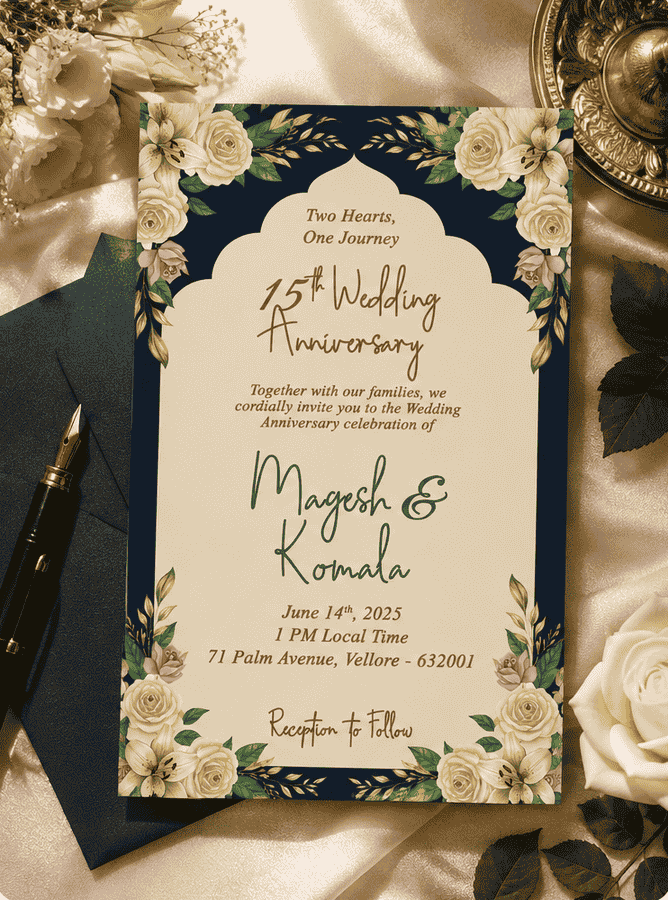 Golden Lily Anniversary Invitation