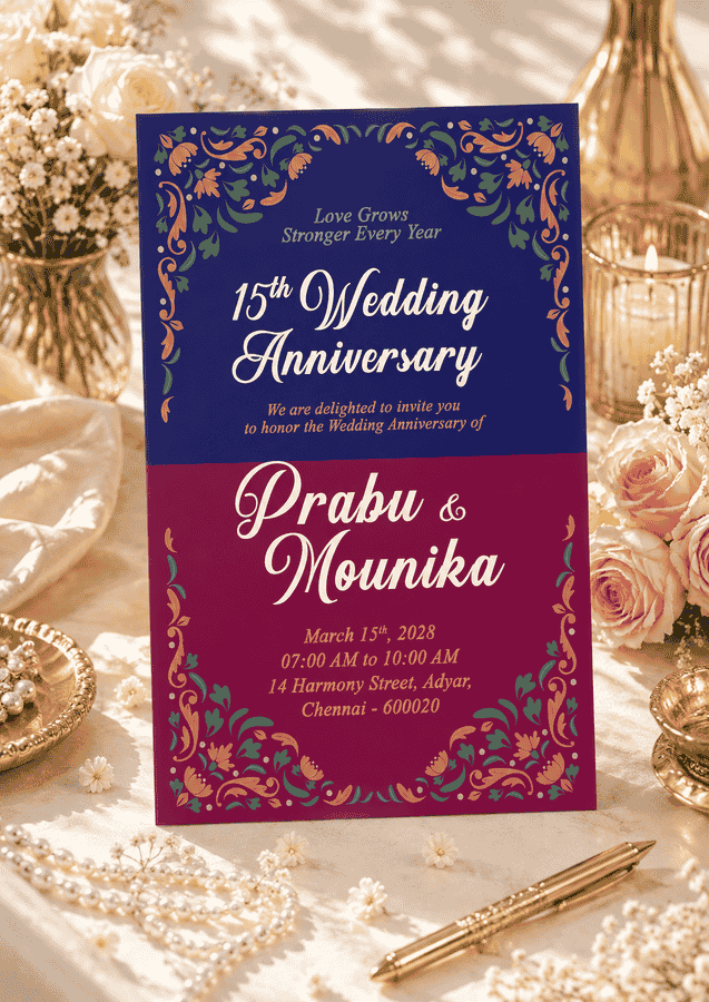 Royal Floral Arch Anniversary Invitation