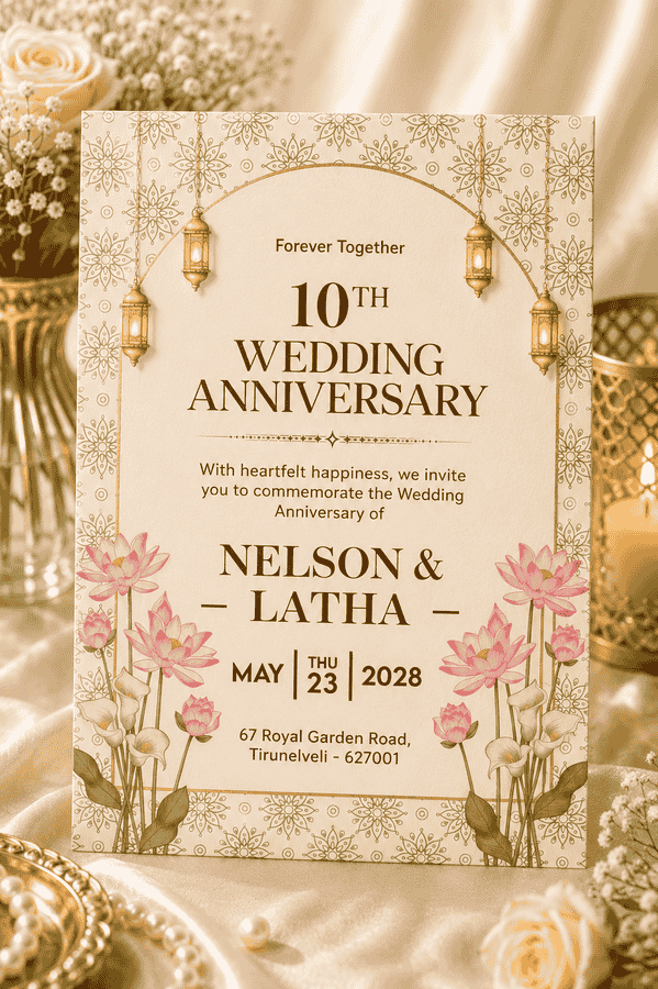 Blush Rose Anniversary Invitation