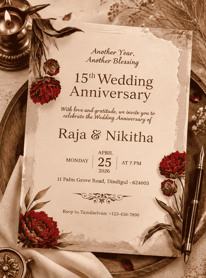 Lotus Lantern Anniversary Invitation