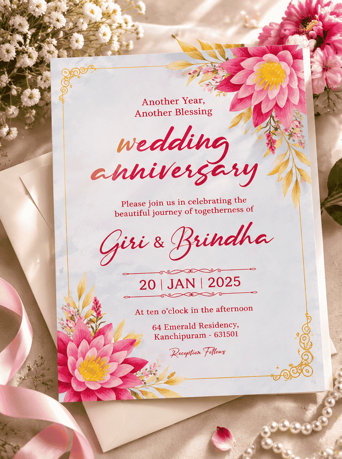 Vintage Carnation Anniversary Invitation
