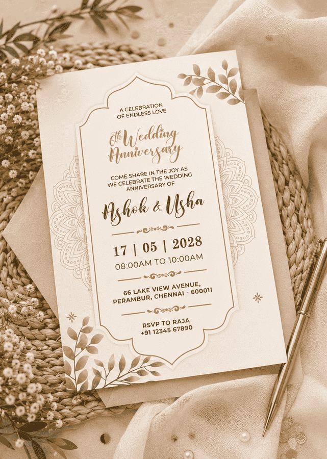 Pink Lotus Blossom Anniversary Invitation