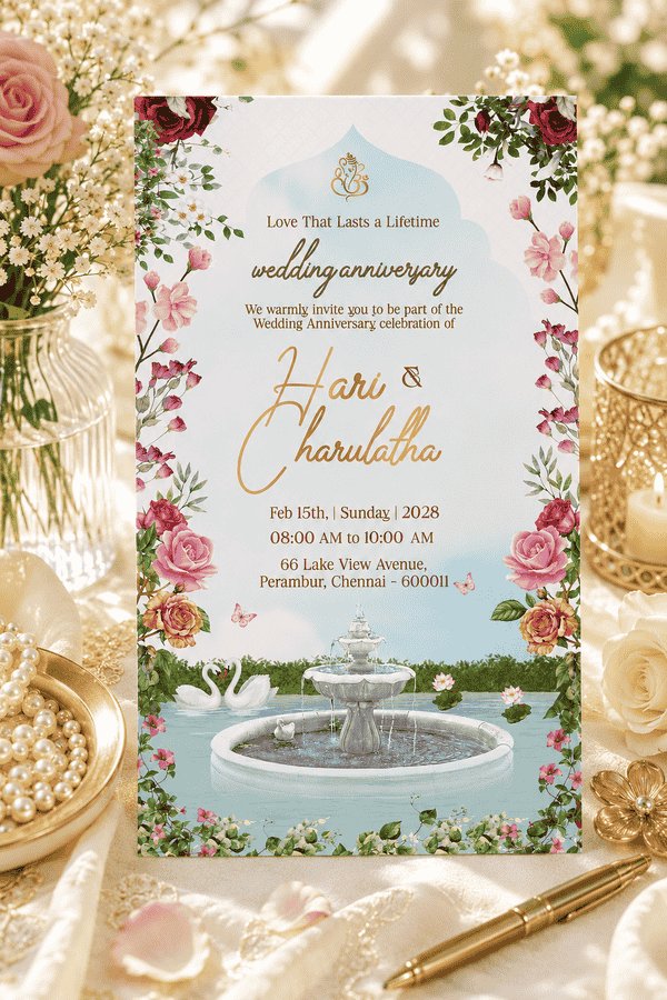 Royal Peacock Garden Anniversary Invitation
