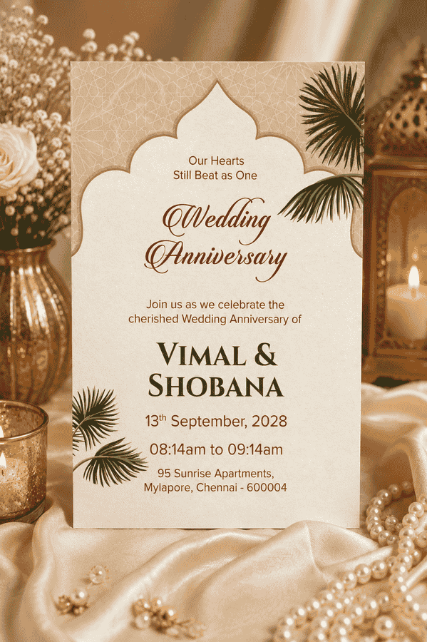 Palm Leaf Wedding Anniversary Invitation