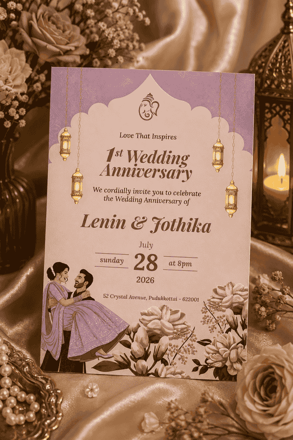 Lavender 1st Wedding Anniversary Invitation