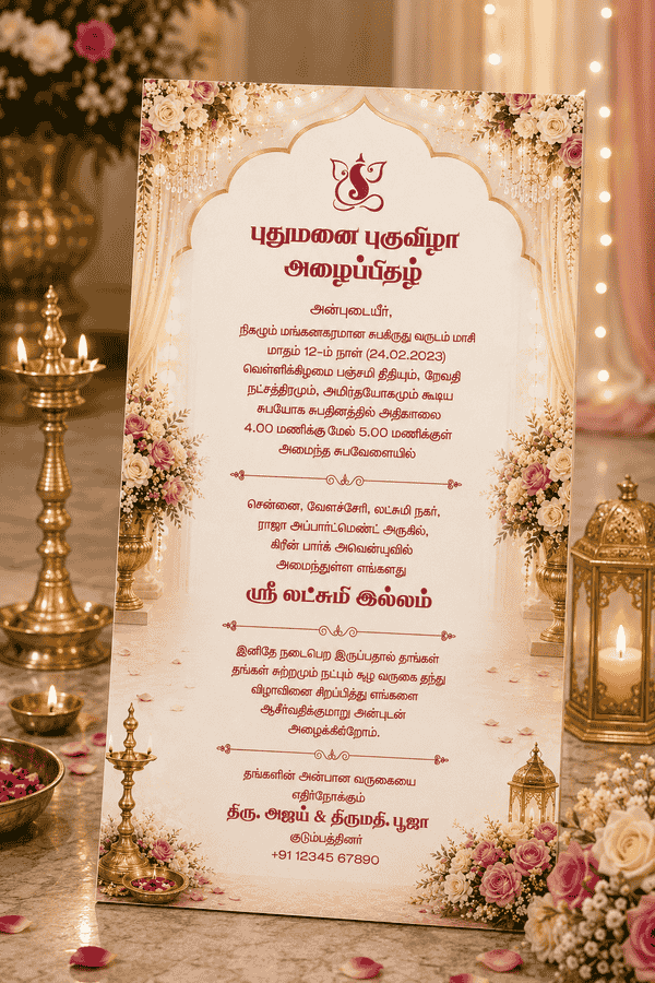 Romantic Floral Luxury Housewarming Invitation