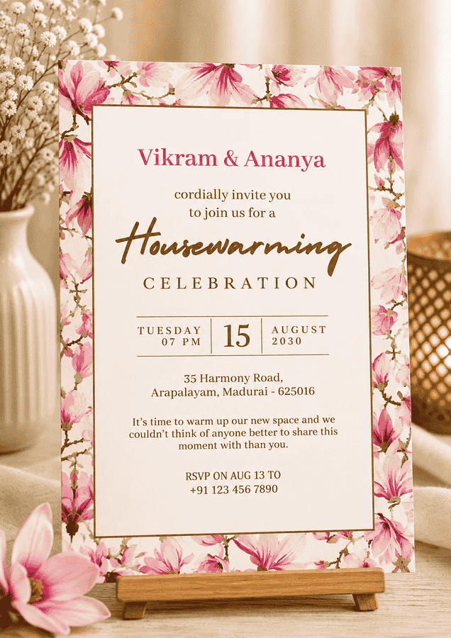 Blush Floral Housewarming Celebration Invitation
