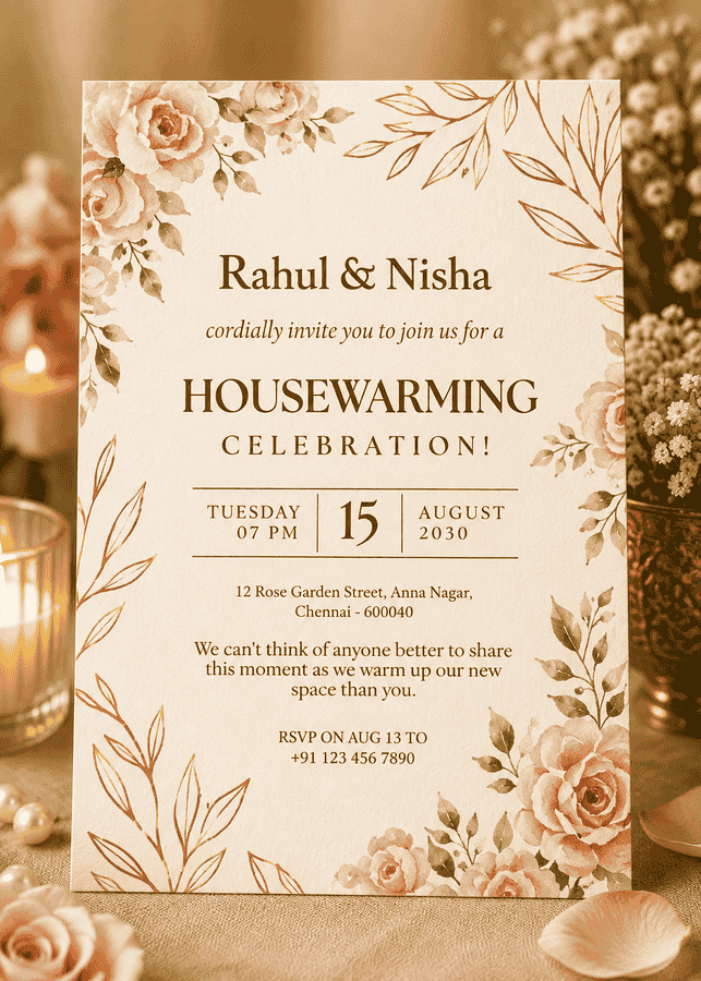 Romantic Orchid Housewarming Invitation