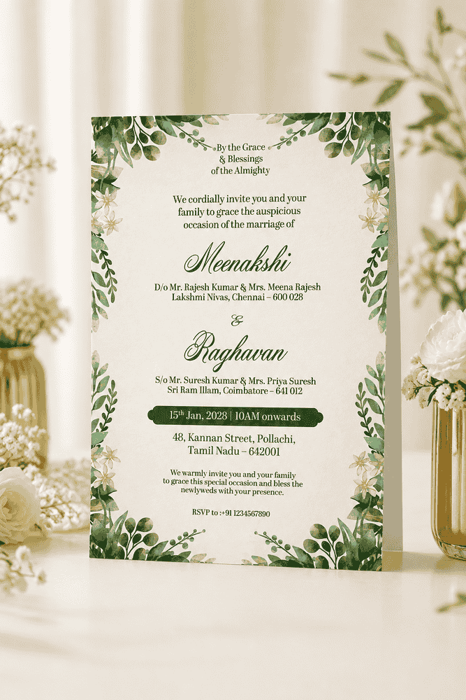Green Botanical Wedding Invitation