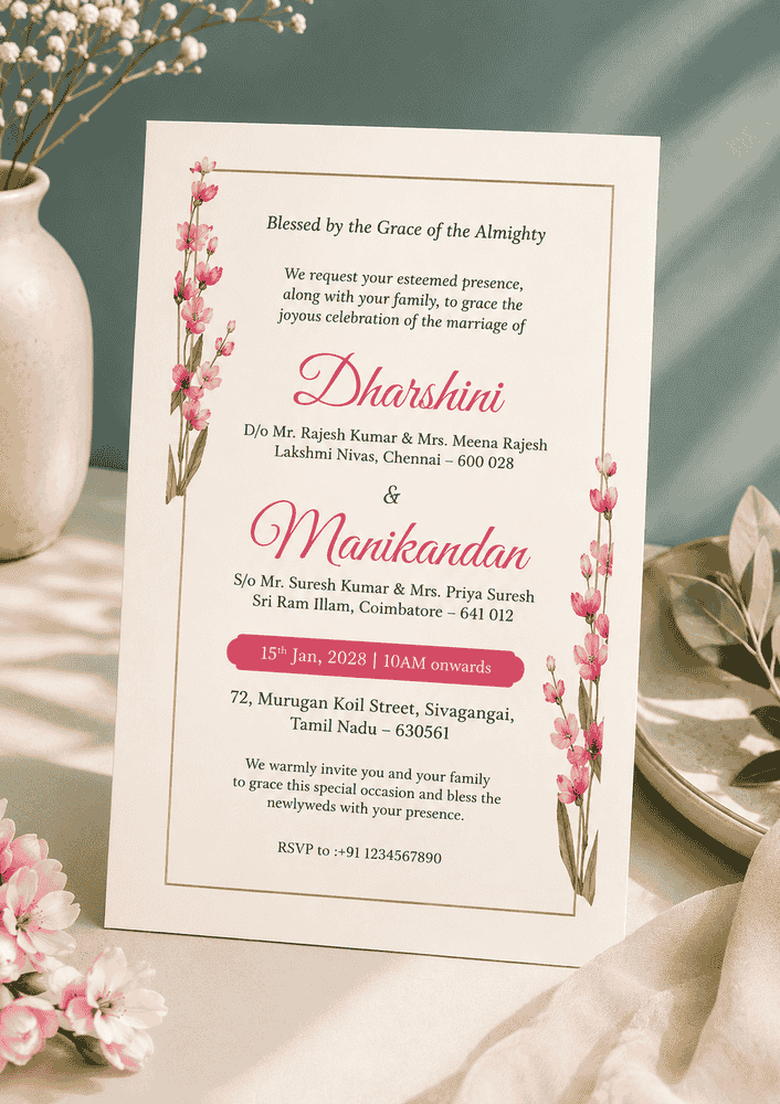 Watercolor Floral Wedding Invitation
