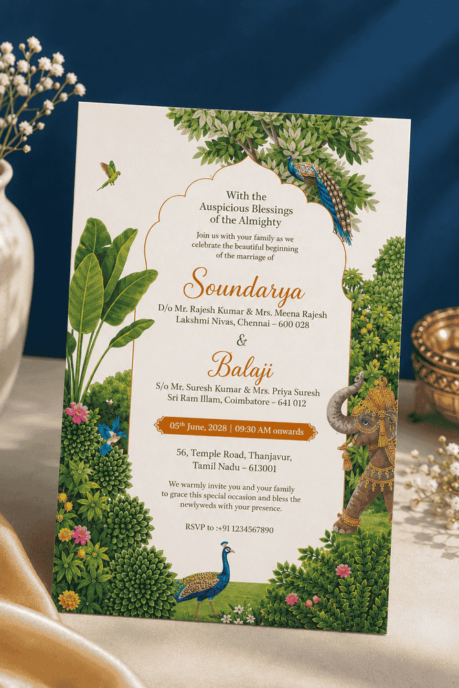 Peacock Garden Wedding Invitation