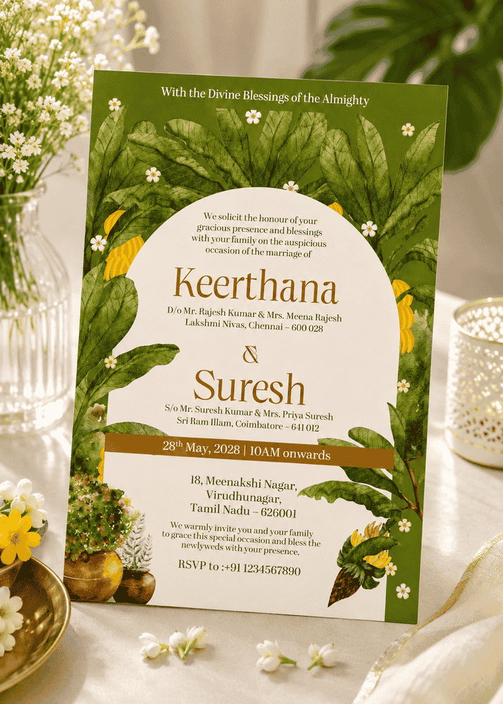 Tropical Greenery Wedding Invitation