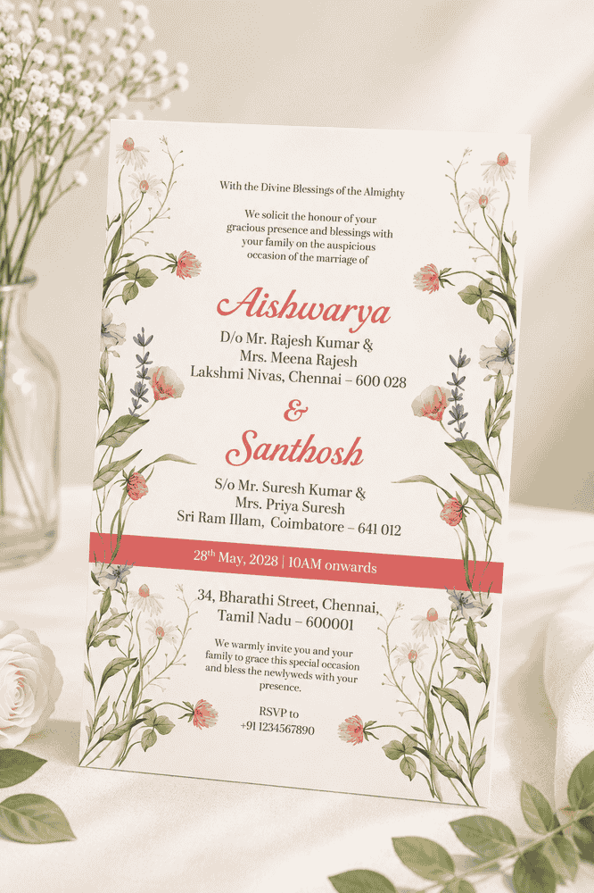 Pastel Botanical Wedding Invitation