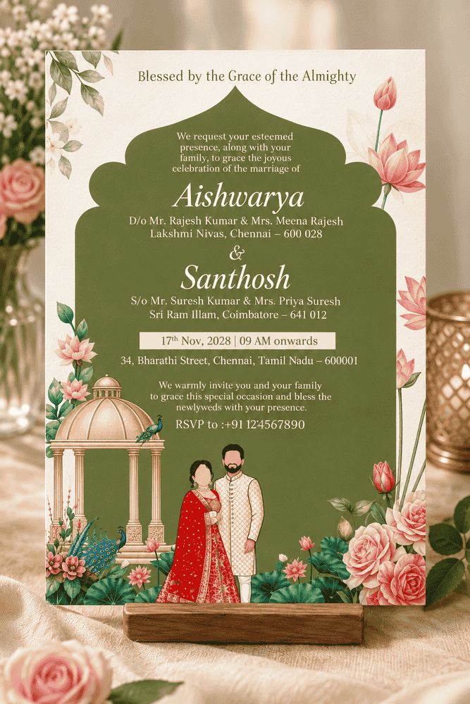 Lotus Garden Heritage Wedding Invitation