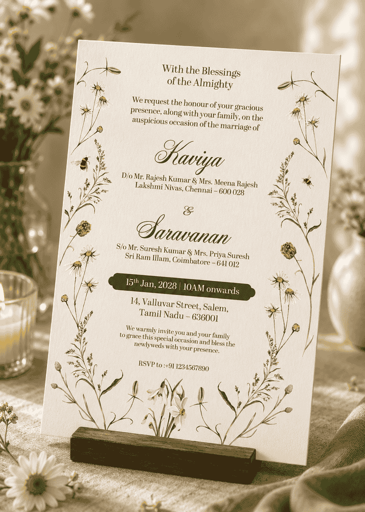 Wildflower Botanical Wedding Invitation