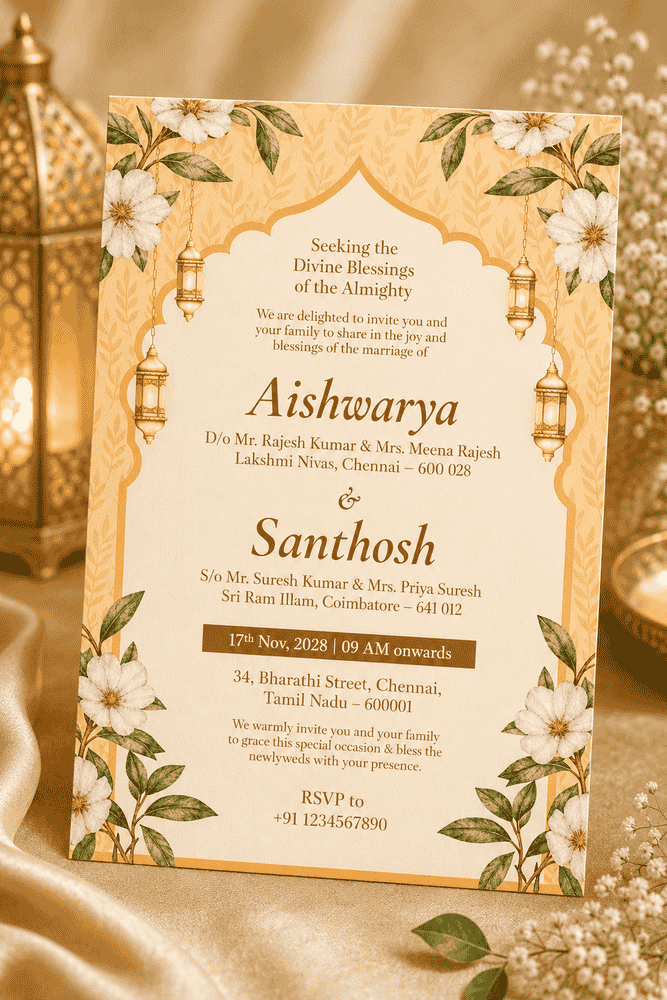 Elegant White Floral Wedding Invitation
