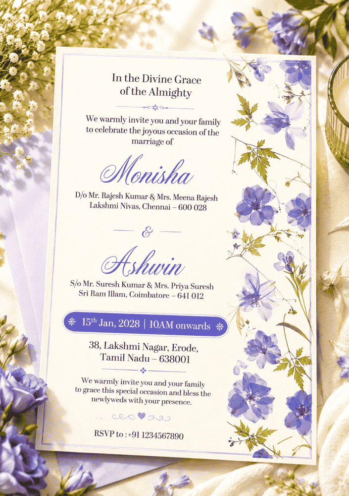 Lavender Botanical Wedding Invitation